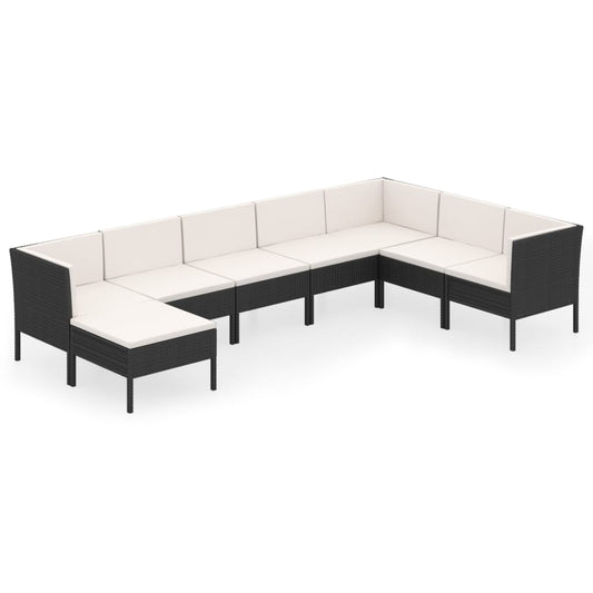 Garden Lounge Set Black PE rattan Large Modular Contemporary