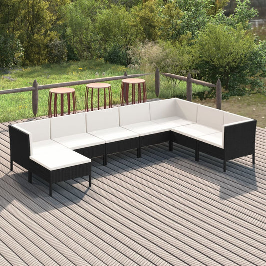 Garden Lounge Set Black PE rattan Large Modular Contemporary