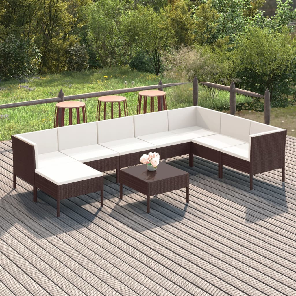 Garden Lounge Set Brown, Cream White