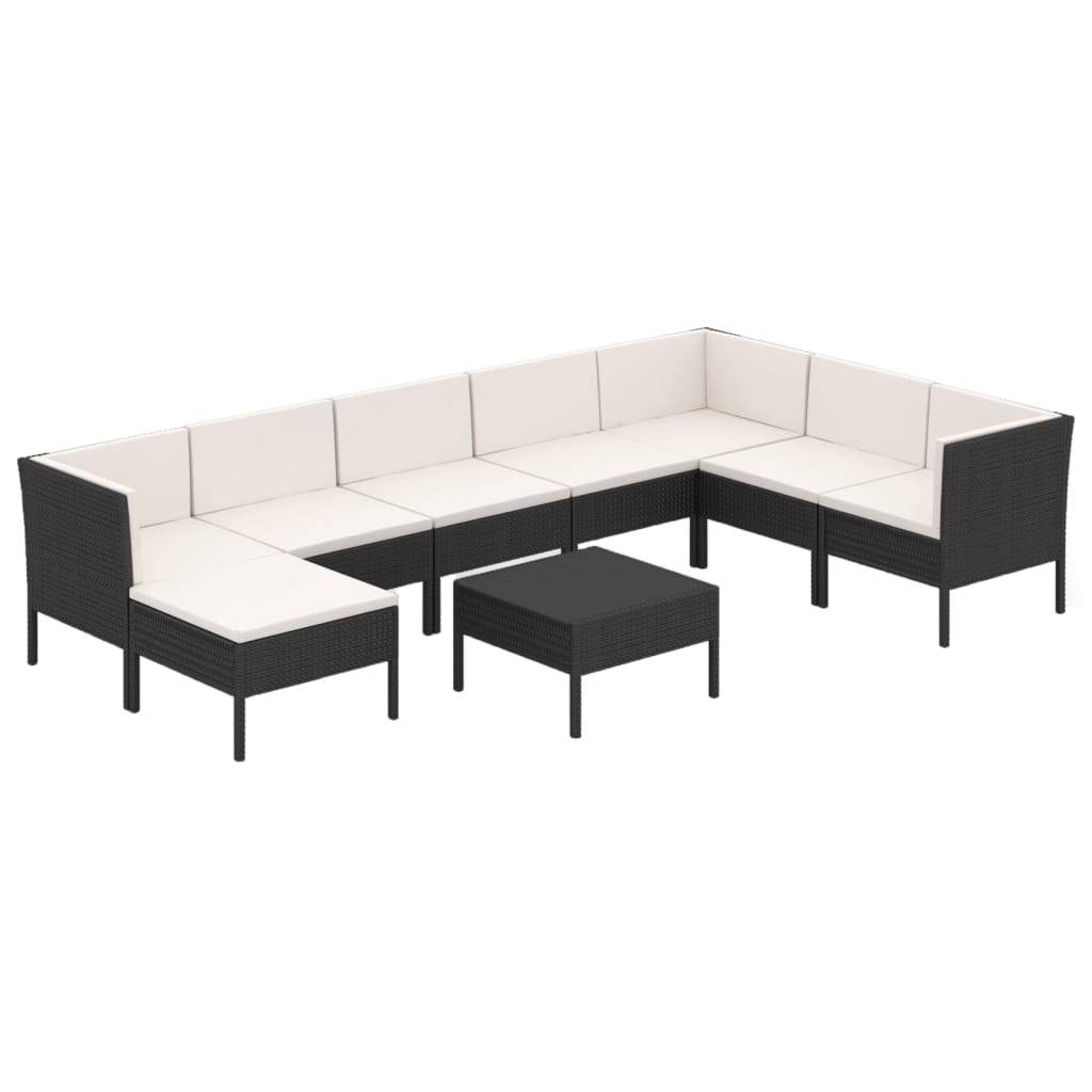 Garden Lounge Set Black, Cream White