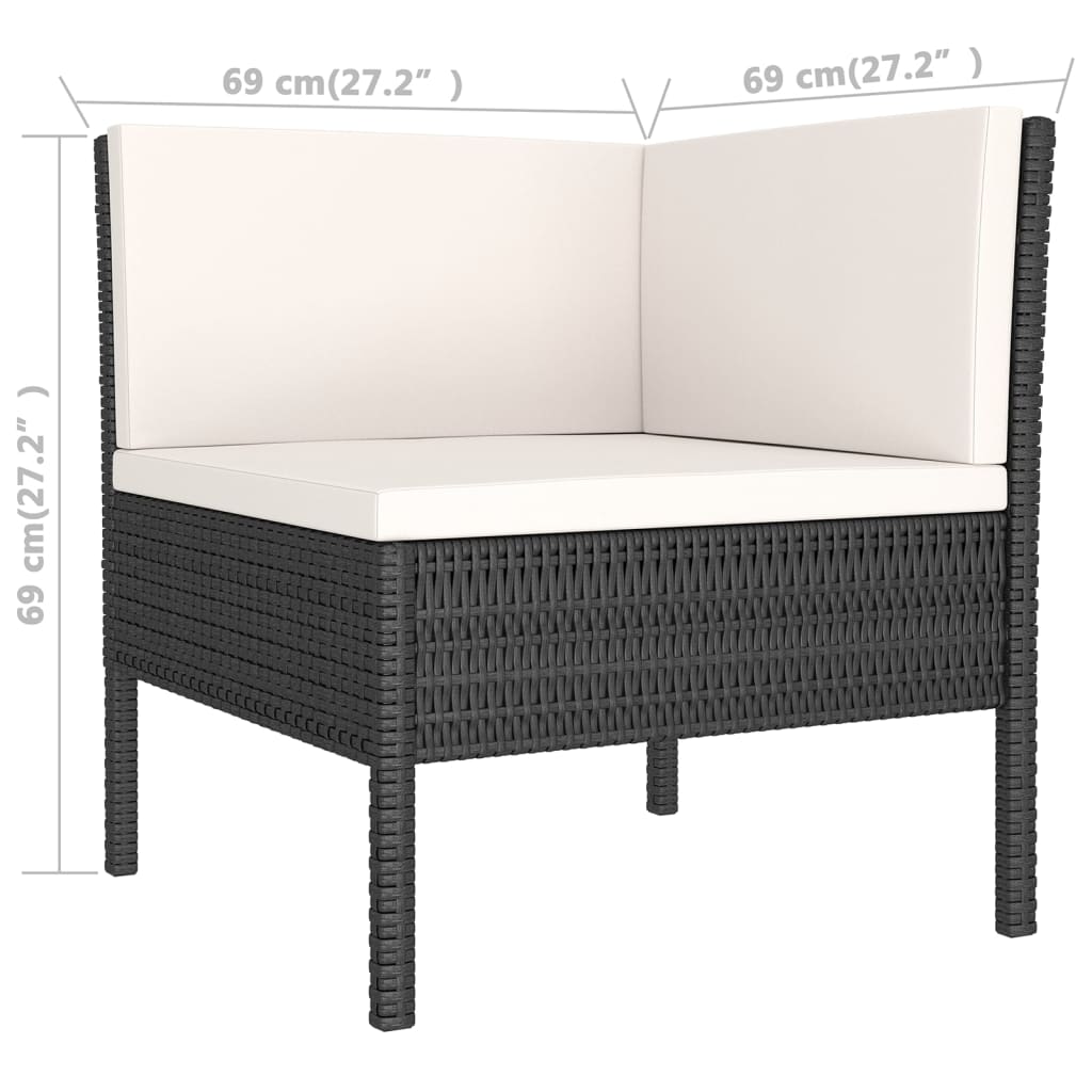 Garden Lounge Set Black, Cream White