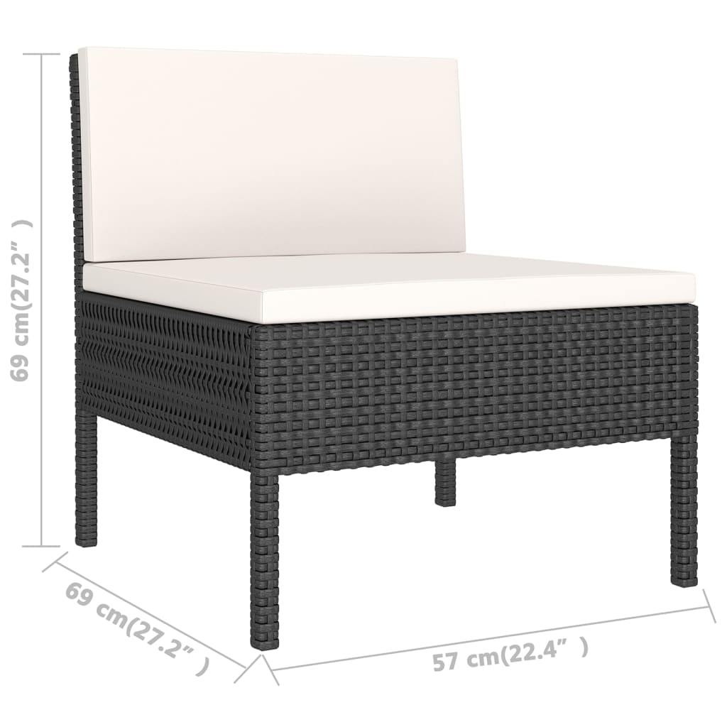 Garden Lounge Set Black, Cream White