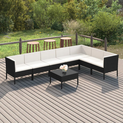 Garden Lounge Set Black PE rattan Standard Modular
