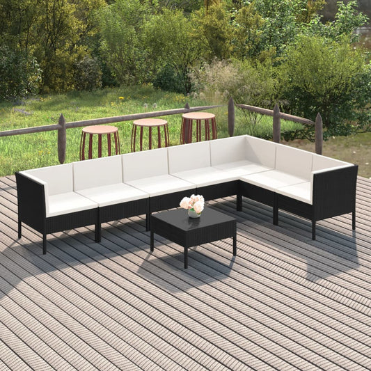 Garden Lounge Set Black PE rattan Standard Modular