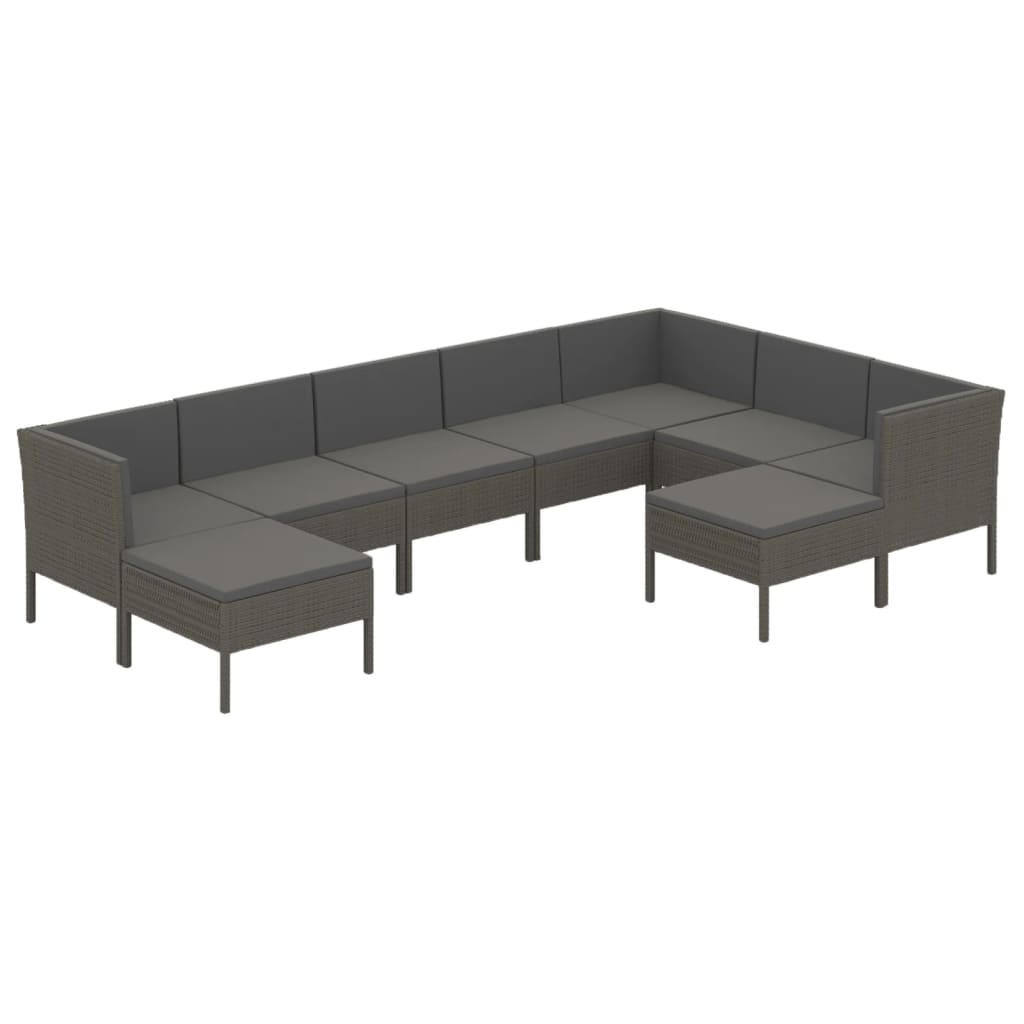 Garden Lounge Set Grey PE rattan Large Modular