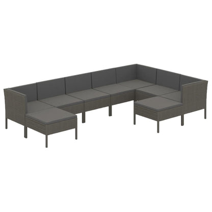 Garden Lounge Set Grey PE rattan Large Modular