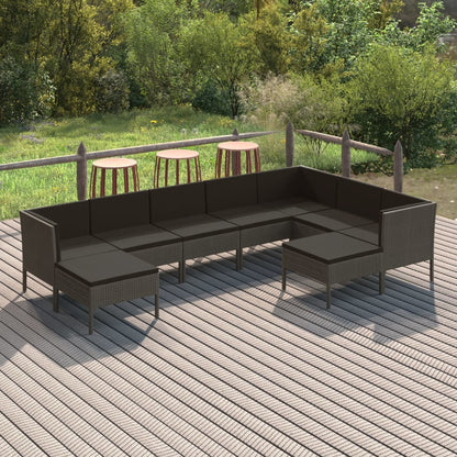 Garden Lounge Set Grey PE rattan Large Modular