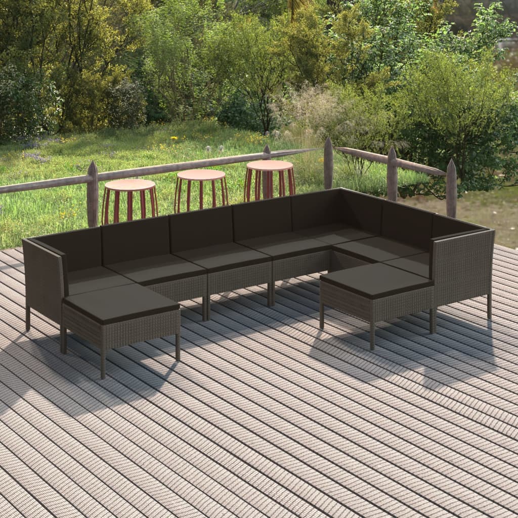 Garden Lounge Set Grey PE rattan Large Modular