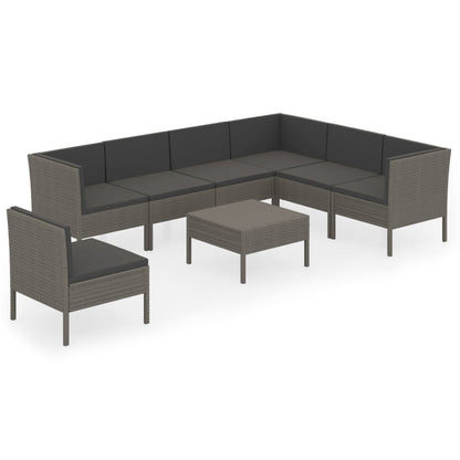 Garden Lounge Set Grey PE Rattan Large Modular