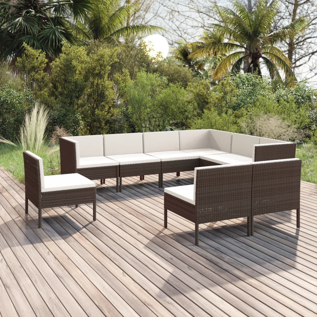 Garden Lounge Set Brown, Rattan PE Rattan Large Modular
