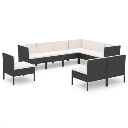 Garden Lounge Set Black PE rattan Large Modular
