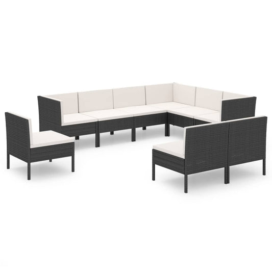 Garden Lounge Set Black PE rattan Large Modular