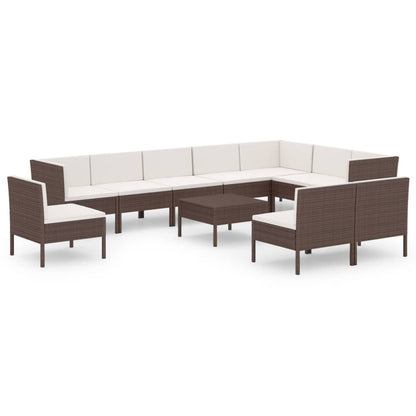 Garden Lounge Set Brown PE Rattan Large Modular