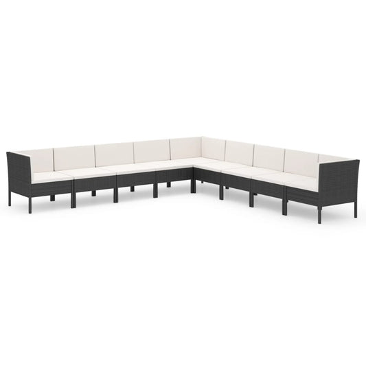 Garden Lounge Set Black and Cream White