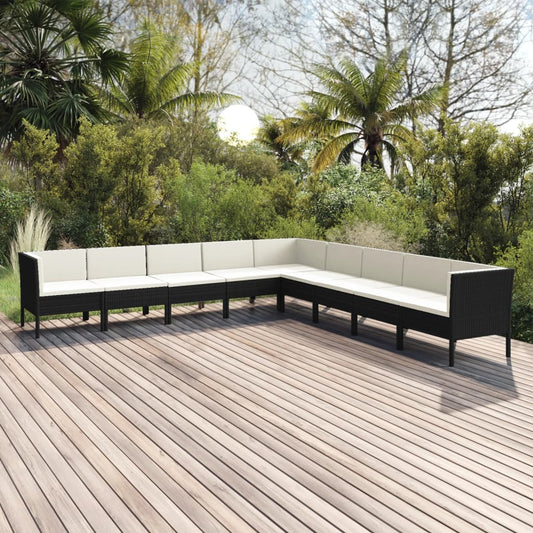 Garden Lounge Set Black and Cream White