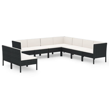 Garden Lounge Set Black PE Rattan Large Modular