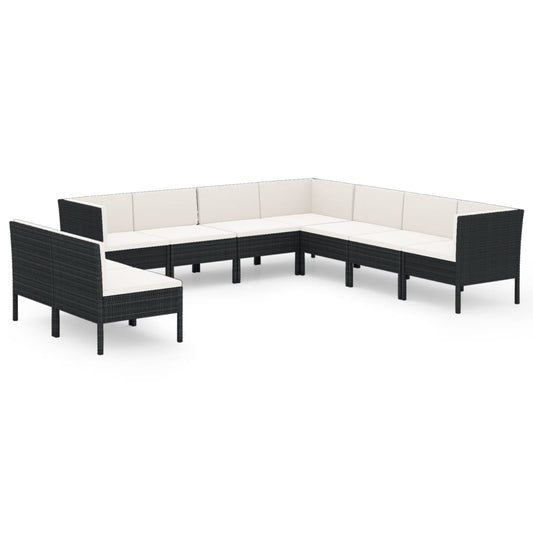 Garden Lounge Set Black PE Rattan Large Modular