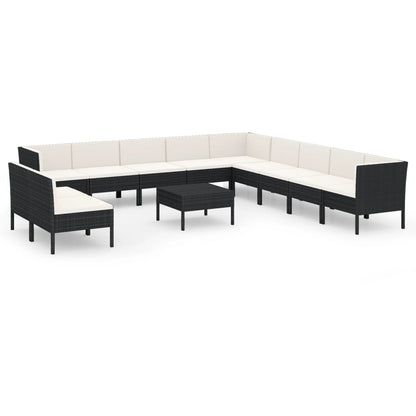 Garden Lounge Set Black and Cream White