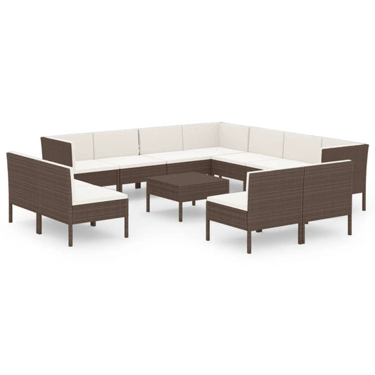 Garden Lounge Set Brown, Cream