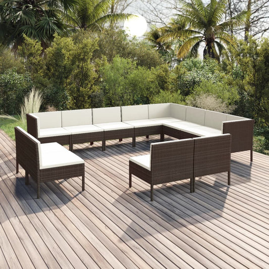 Garden Lounge Set Brown, Cream White