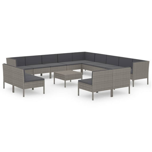 Garden Lounge Set Grey PE rattan Large Modular