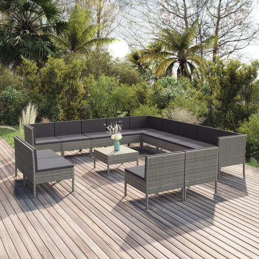 Garden Lounge Set Grey PE rattan Large Modular