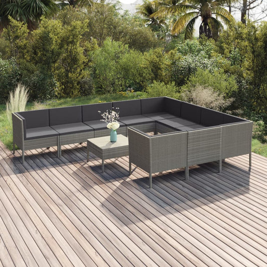 Garden Lounge Set Grey PE rattan Large Modular