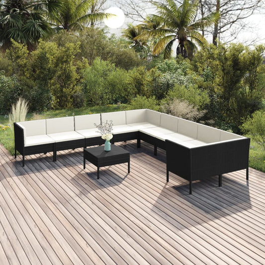 Garden Lounge Set Black, Cream White