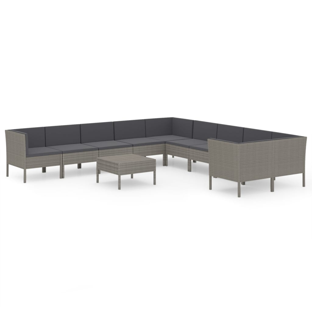 Garden Lounge Set Grey PE Rattan Large Modular