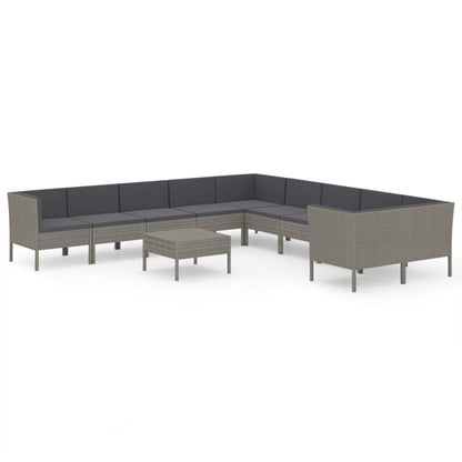 Garden Lounge Set Grey PE Rattan Large Modular