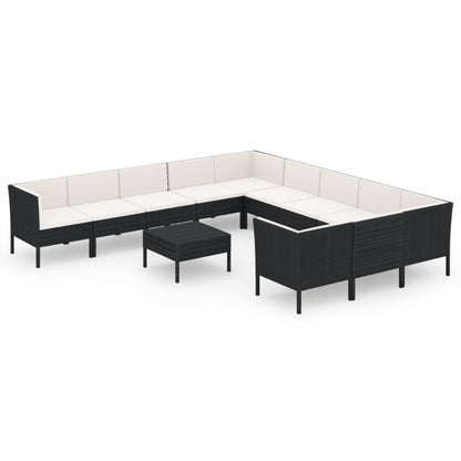 Garden Lounge Set Black, Cream White