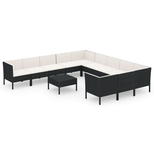Garden Lounge Set Black, Cream White