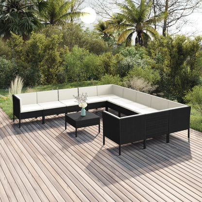 Garden Lounge Set Black, Cream White