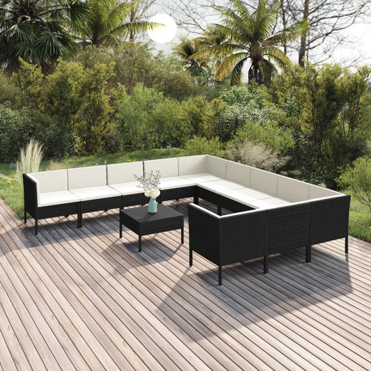 Garden Lounge Set Black, Cream White