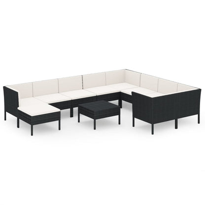 Garden Lounge Set Black and Cream White