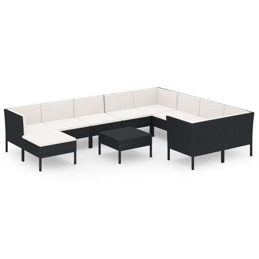 Garden Lounge Set Black and Cream White