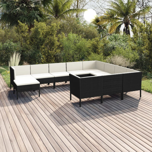 Garden Lounge Set Black