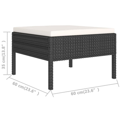 Garden Lounge Set Black (furniture), Cream White (cushions)