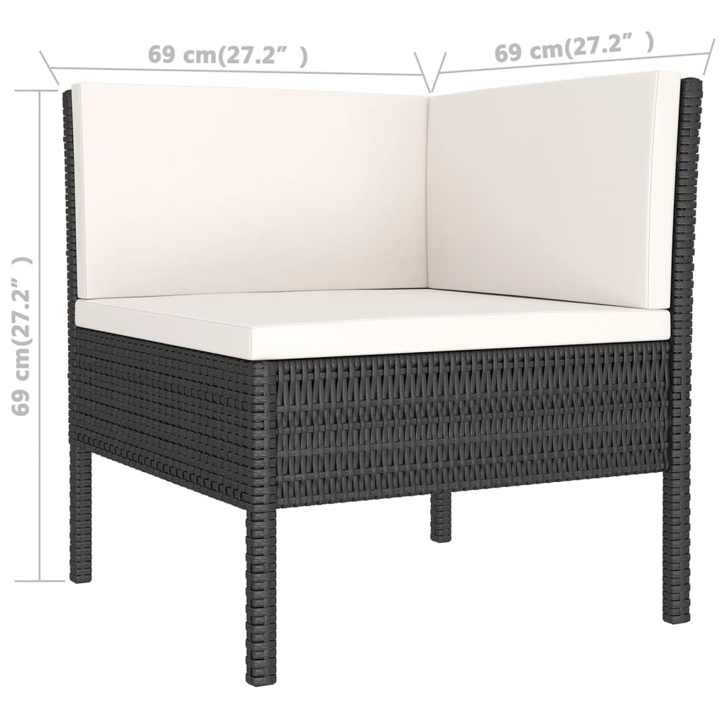 Garden Lounge Set Black (furniture), Cream White (cushions)