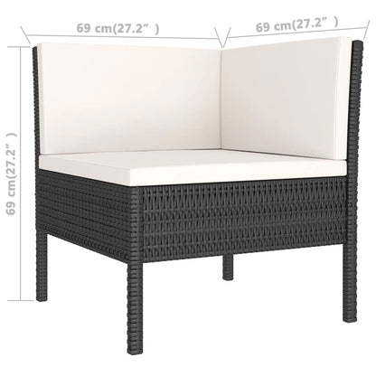 Garden Lounge Set Black (furniture), Cream White (cushions)