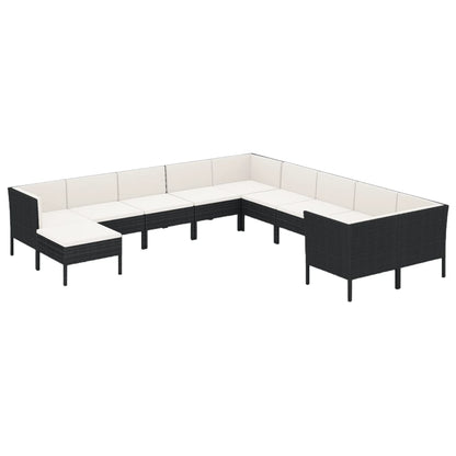 Garden Lounge Set Black, Cream White PE Rattan Medium Modular