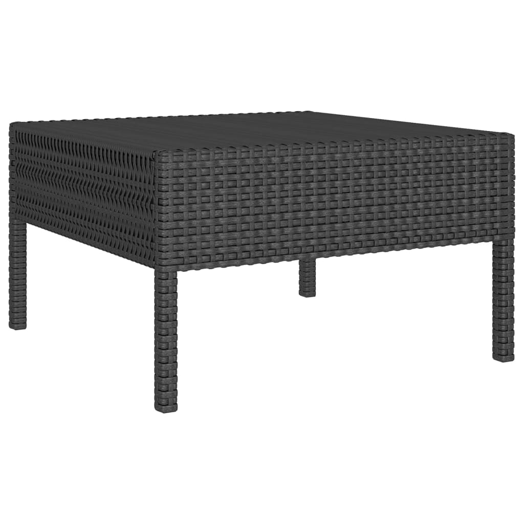Garden Lounge Set Black PE Rattan, Cream White Cushions