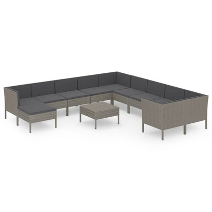 Outdoor Lounge Set Grey PE rattan Large Modular