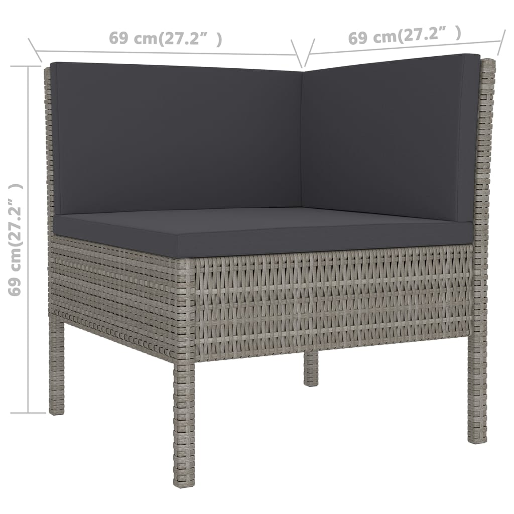 Outdoor Lounge Set Grey PE rattan Large Modular