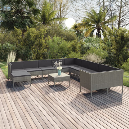 Outdoor Lounge Set Grey PE rattan Large Modular