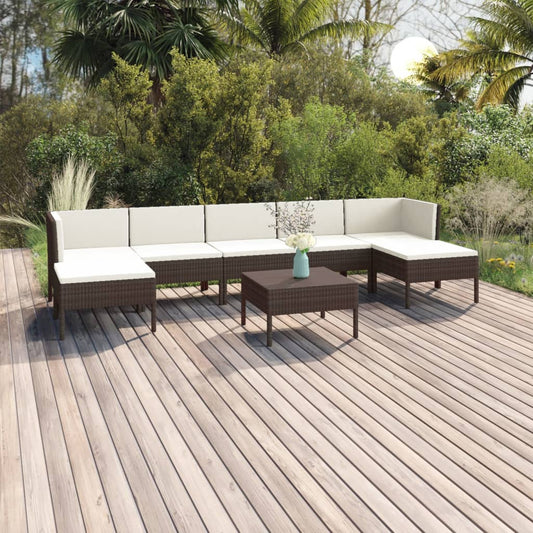 Garden Lounge Set Brown, Cream White