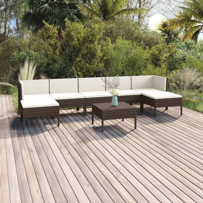 Garden Lounge Set Brown, Cream White