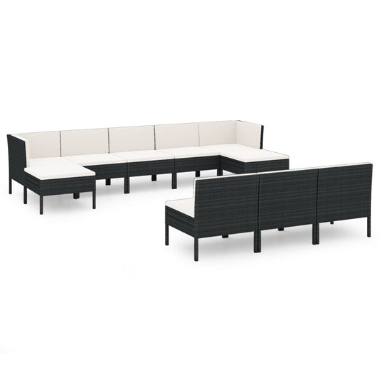 Garden Lounge Set Black, Cream White