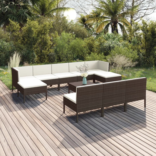 Garden Lounge Set Brown, Cream White