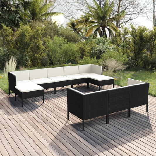 Garden Lounge Set Black PE rattan Modular Garden Lounge Set